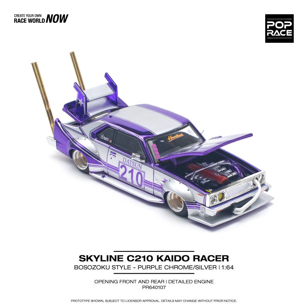 PR640107 Skyline C210 Kaido Racer Bosozoku Style  Purple Chrome / Silver