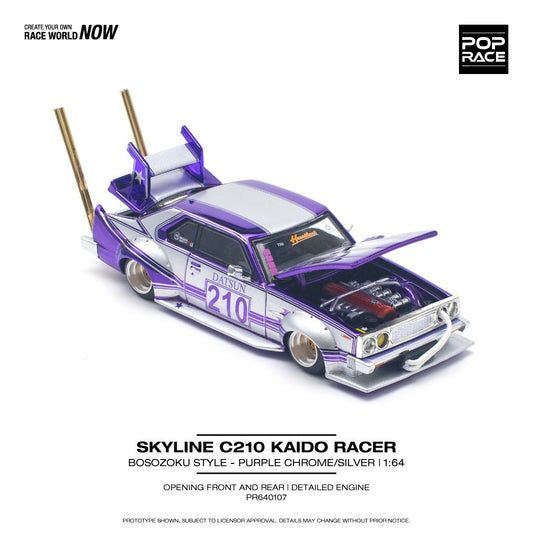 PR640107 Skyline C210 Kaido Racer Bosozoku Style  Purple Chrome / Silver